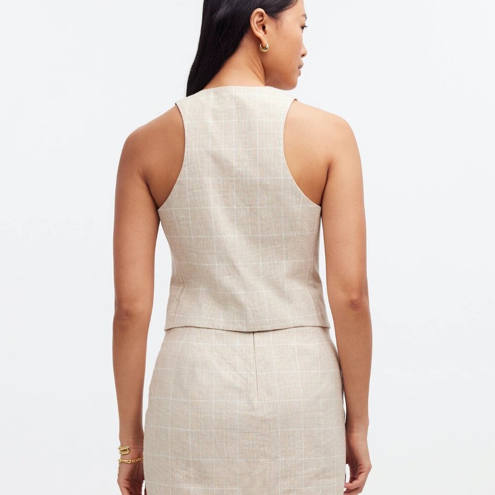 NWOT Madewell Linen Vest Top in Plaid Size 4 - Picture 2 of 7